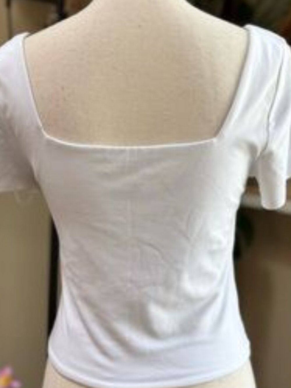 White Square-Neck Short Sleeve Tee - Picture 3 of 3